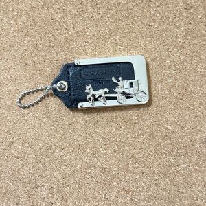 Coach Black and Silver Horse Carriage Keychain